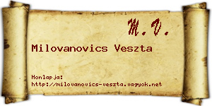 Milovanovics Veszta névjegykártya